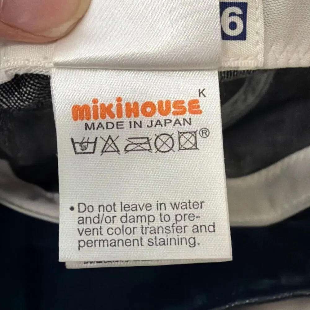 Miki House Made in Japan Denim Bucket Hat Embroidered Size 56 US Kids 5
